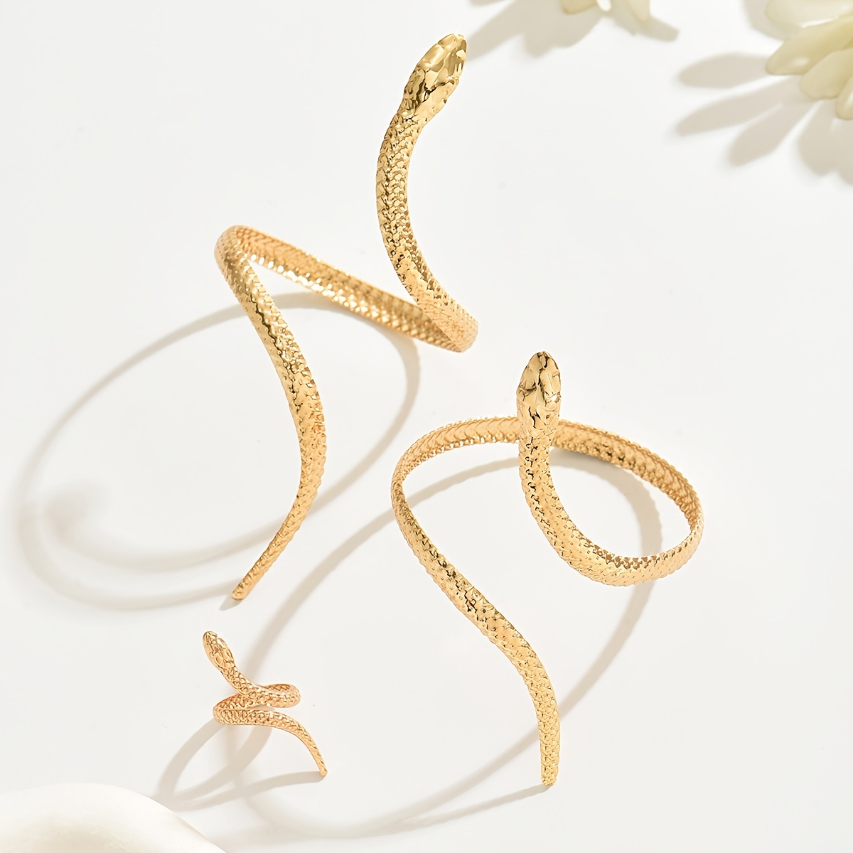 Snake Bracelet Ring Set Punk Style Women's Jewelry