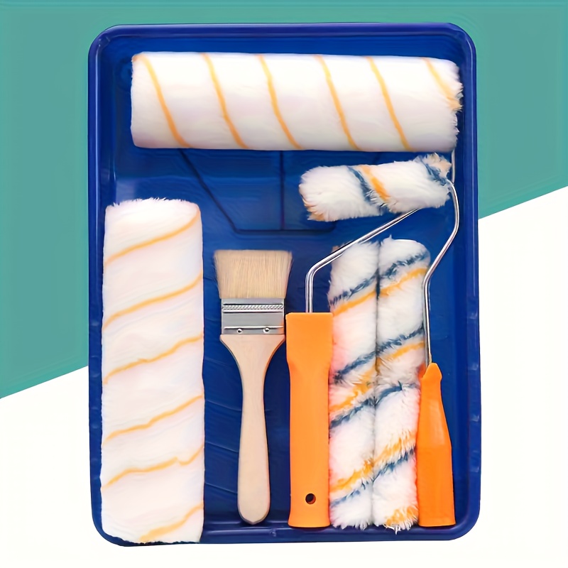 TEMU 9pcs Paint Roller Set | Includes Paint Brushes, Paint Tray, Roller Brushes, Home Painting Supplies, House Painting Tray, Painting Tools, Rollers