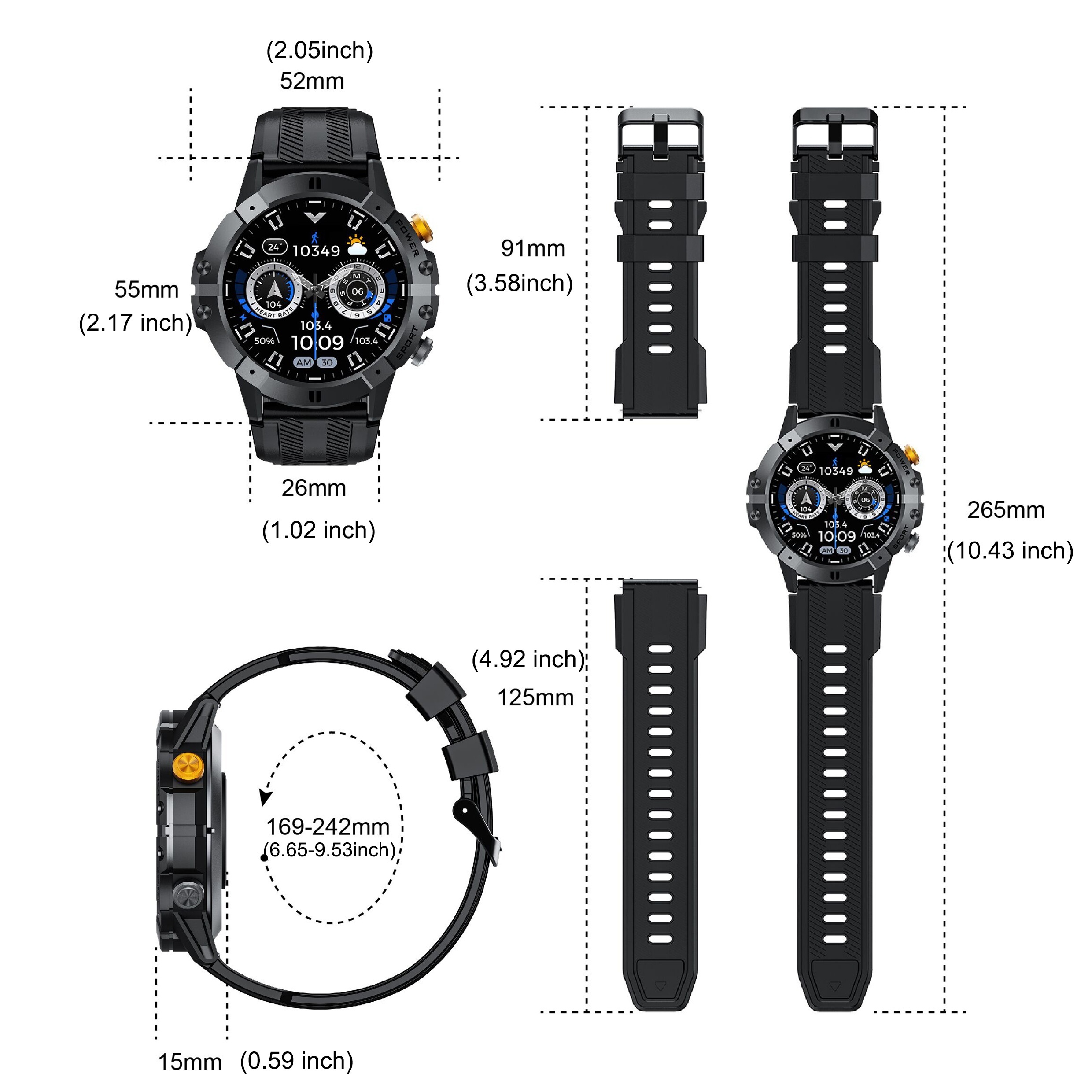 Smart Watch for Men with Call Function and Pedometer