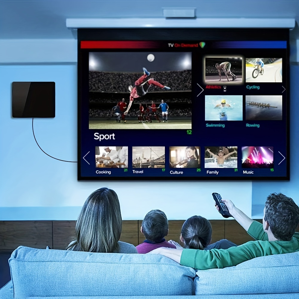 Potente antena digital HDTV amplificada, interior y exterior de hasta 420  millas de alcance de 360 °, antena de TV para Smart TV con cable coaxial de