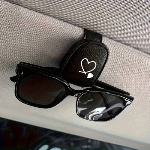 heart shaped design car sun visor eyeglass holder pu material in car safety glasses storage perfect decorative accessory