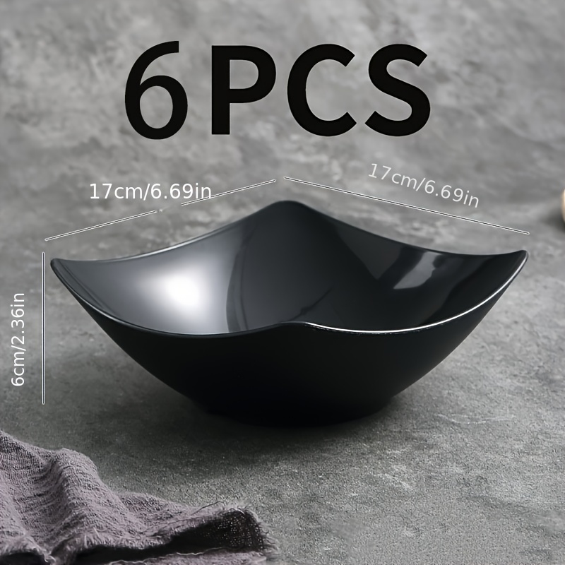 Image of A Set Of 6 Large Square Plastic Bowls, Perfect For Parties, Bowls Are Ideal For Salads, Fruits, And Candy Buffets. Used For Soups, Pasta, And Snacks