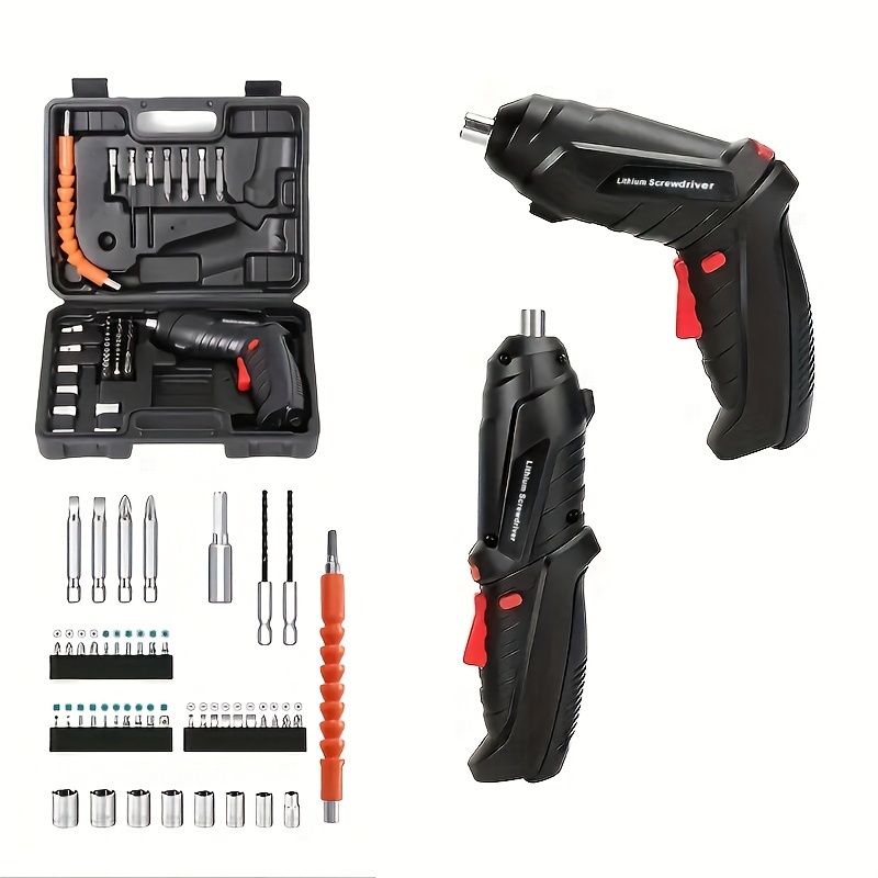 

48pcs Electric Screwdriver, Cordless Electric Screwdriver Kit, Household Small Electric Drill Driver, Rechargeable Multifunctional Set, Front Led Light, Easy For Small