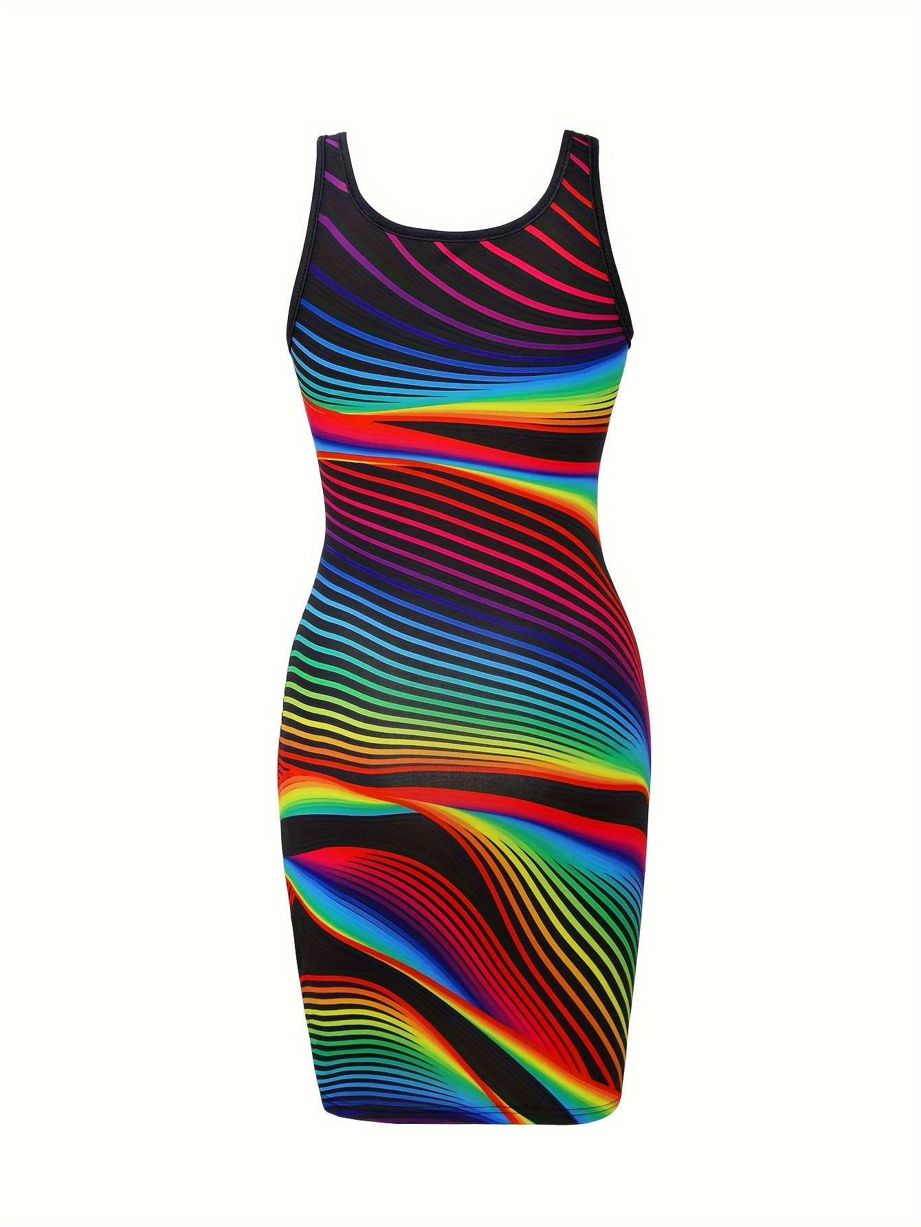 blue dress for baby girl Waist Cut Out Bodycon Dress in Rainbow Wave  SVRN