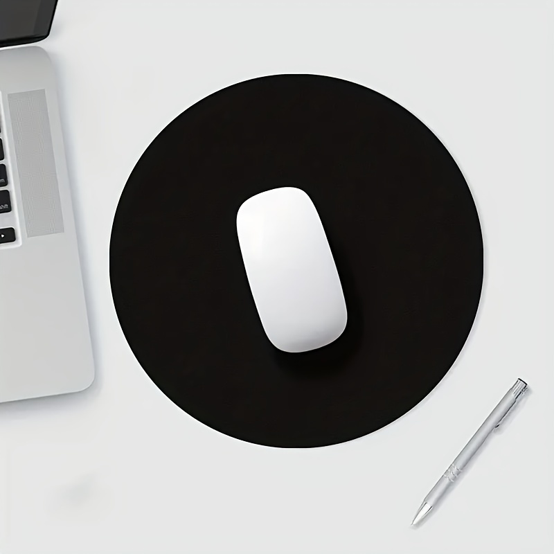 

1pc Round Mouse Pad, Leather Solid Color Desk Mat For Office And Home Use, Mouse Pads For Desk