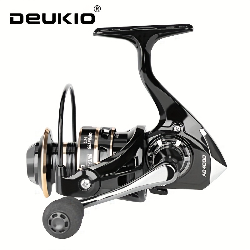 

Moulinet DEUKIO - Max 12kg, de Vitesse 5.2:1, Poignée Tout Métal, Prêt pour Salée, Construction en Aluminium et Nylon