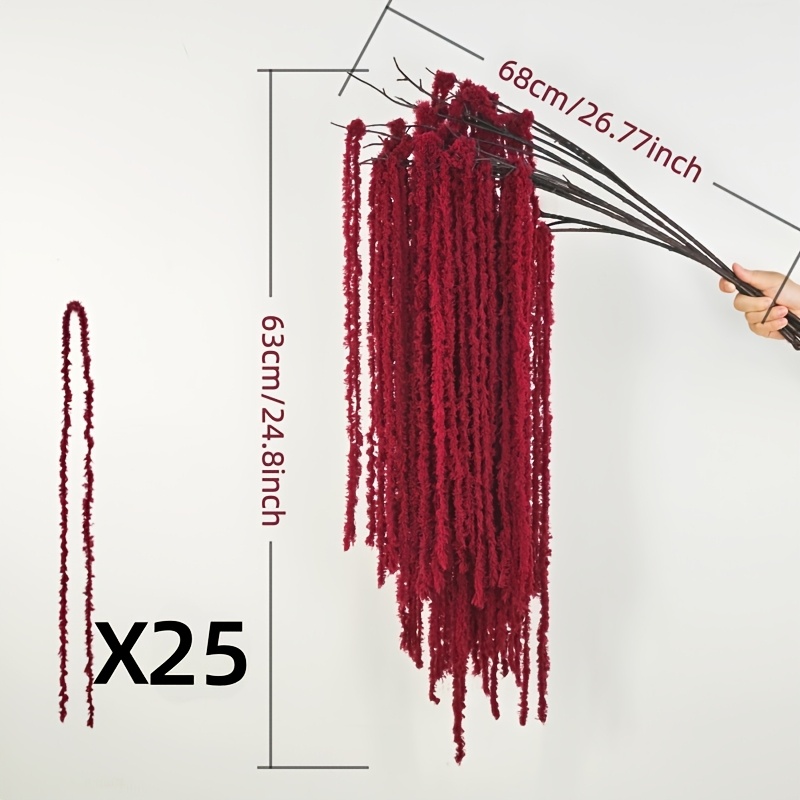 TEMU Burgundy Plush Ivy Garland With Artificial Flowers For Wedding Ceiling Draping, Long Hanging Floral Arrangement For Church Wedding Arch
