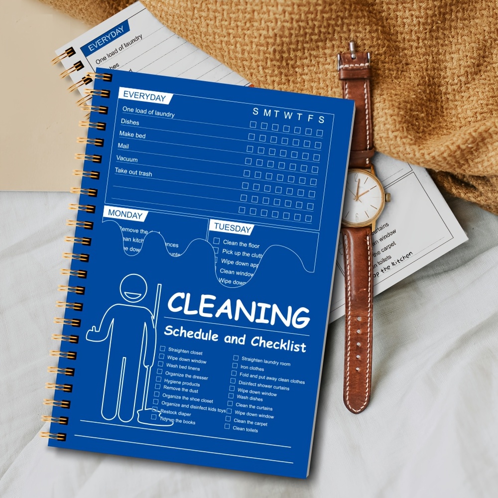 

Bubu Spiral Bound Household Cleaning Schedule And Checklist - Personal Organizer For Daily And Weekly Chores, Customizable Tasks, English Language, Paper Cover, 95 Weeks