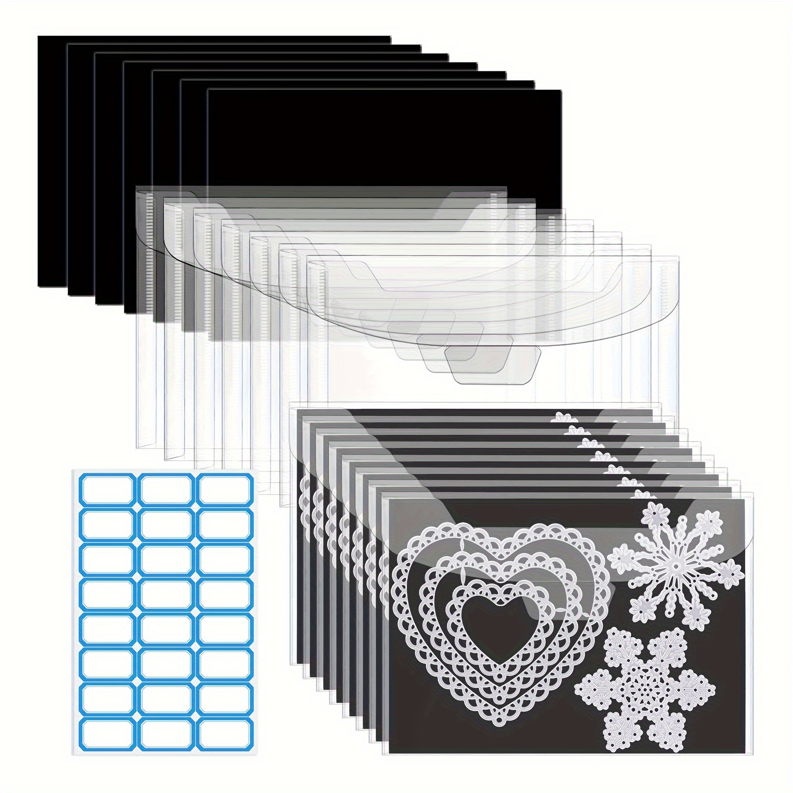 

[top-] And Die And Sheets, Plastic Envelopes, For Templates Card Making Cutting Dies, 20/48pcs, 5.5 X 7.5inch, 24/48pcs Tabs