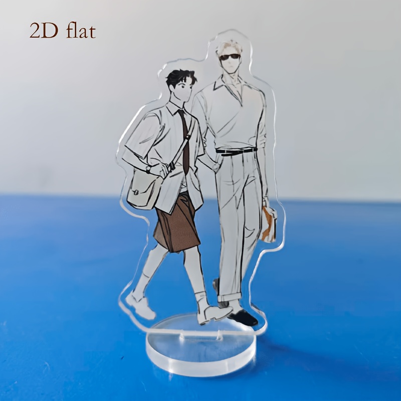 TEMU 2d Flat, 2d Flat Acrylic Standee, Anime Dual Character Desktop Ornament, Transparent Display Stand, Fan Collection Gift