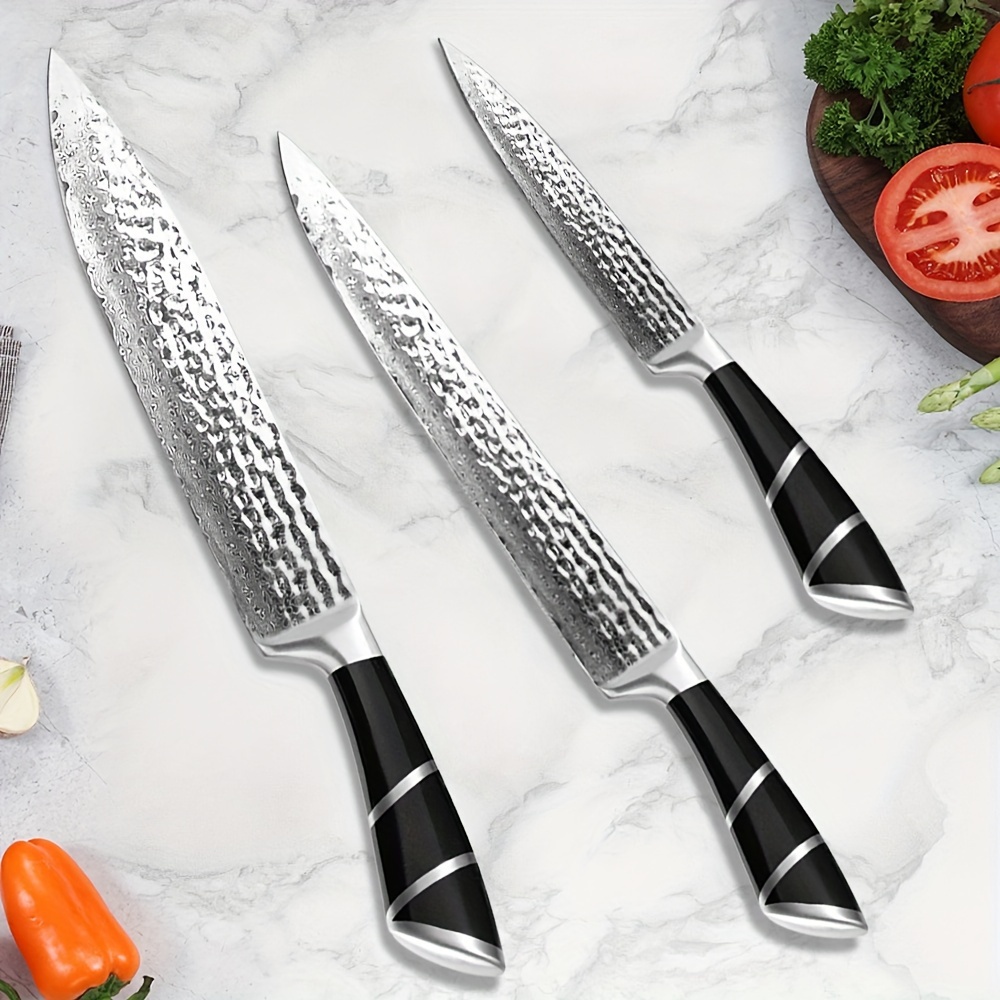 

Damascus Knife Set 3 Pcs, Chef Knife Set, Professional Sharp With Vg10 Steel Core, Damascus Stainless Steel, 8 Inch Chef's Knives, 8 Inch Slicing Knife, 5 Inch Utility Knife, Full Tang Handle