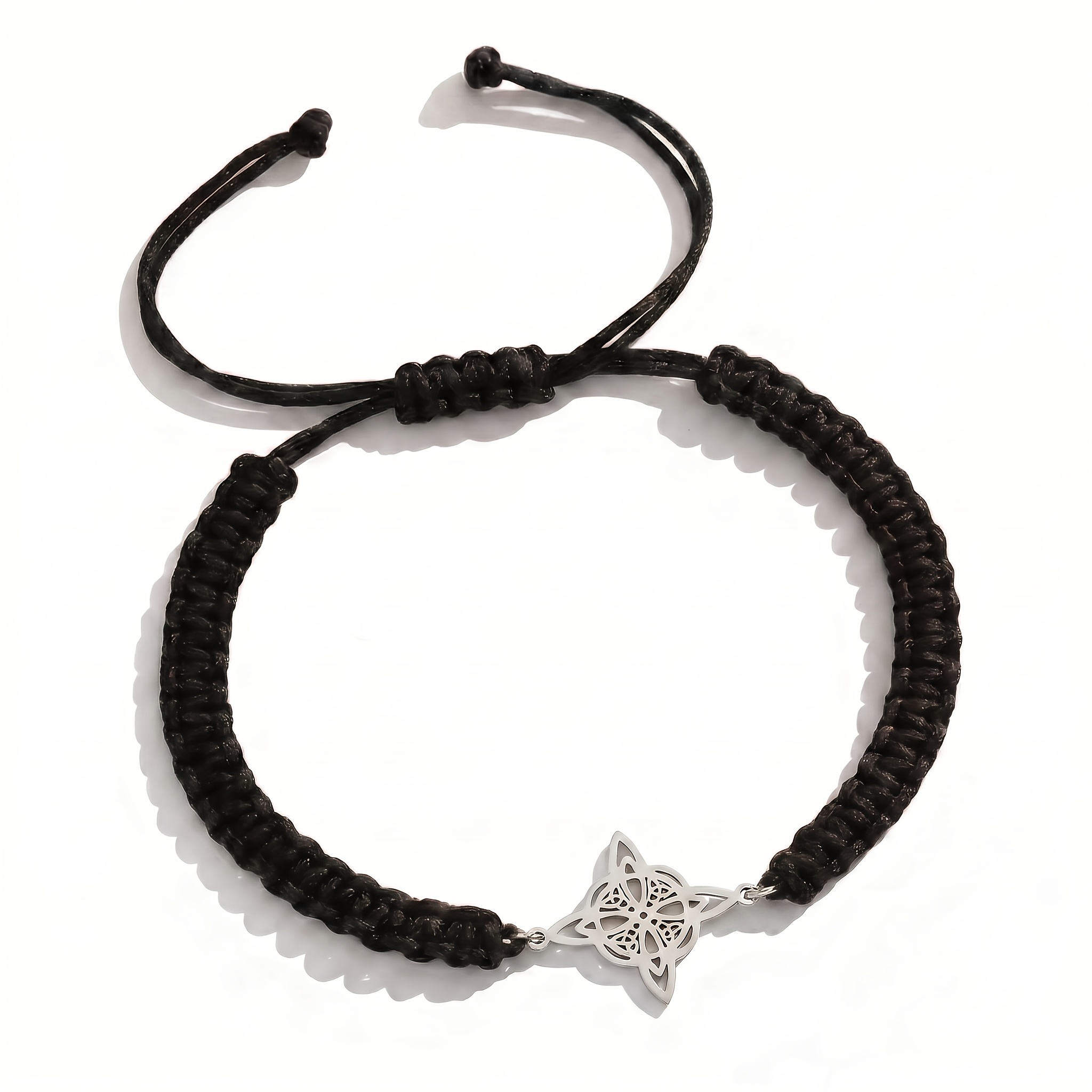TEMU Pulsera Tejida a Vintage Elegante con Nudo de Bruja Irlandesa para Hombres y Mujeres, Acero Inoxidable, Diseño Ajustable de Nudo Celta, Lujoso y