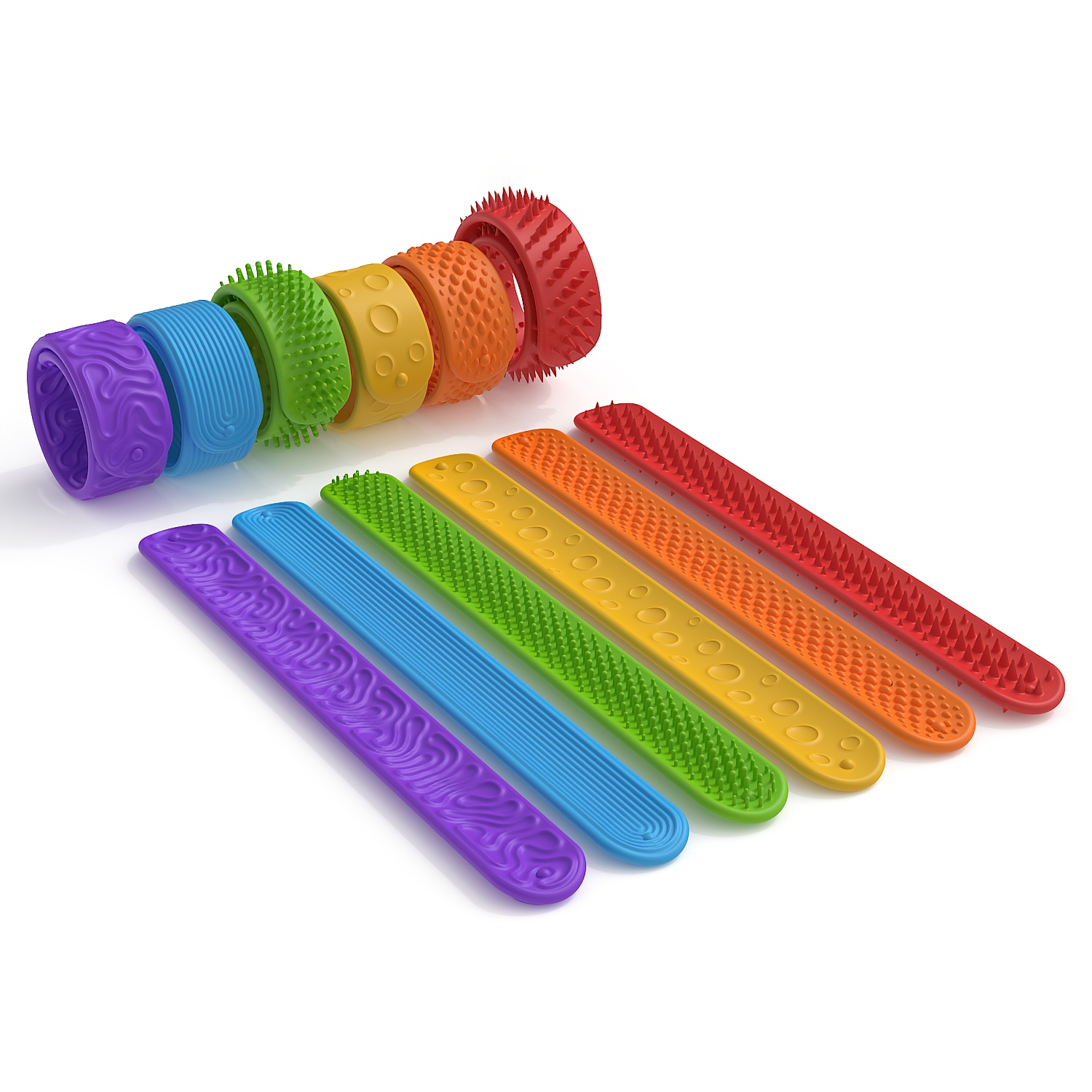 6pcs   fidget slap bracelets sensory silicone textured bracelets for kids teens mixed colors ideal for party favors classroom rewards gifts decor