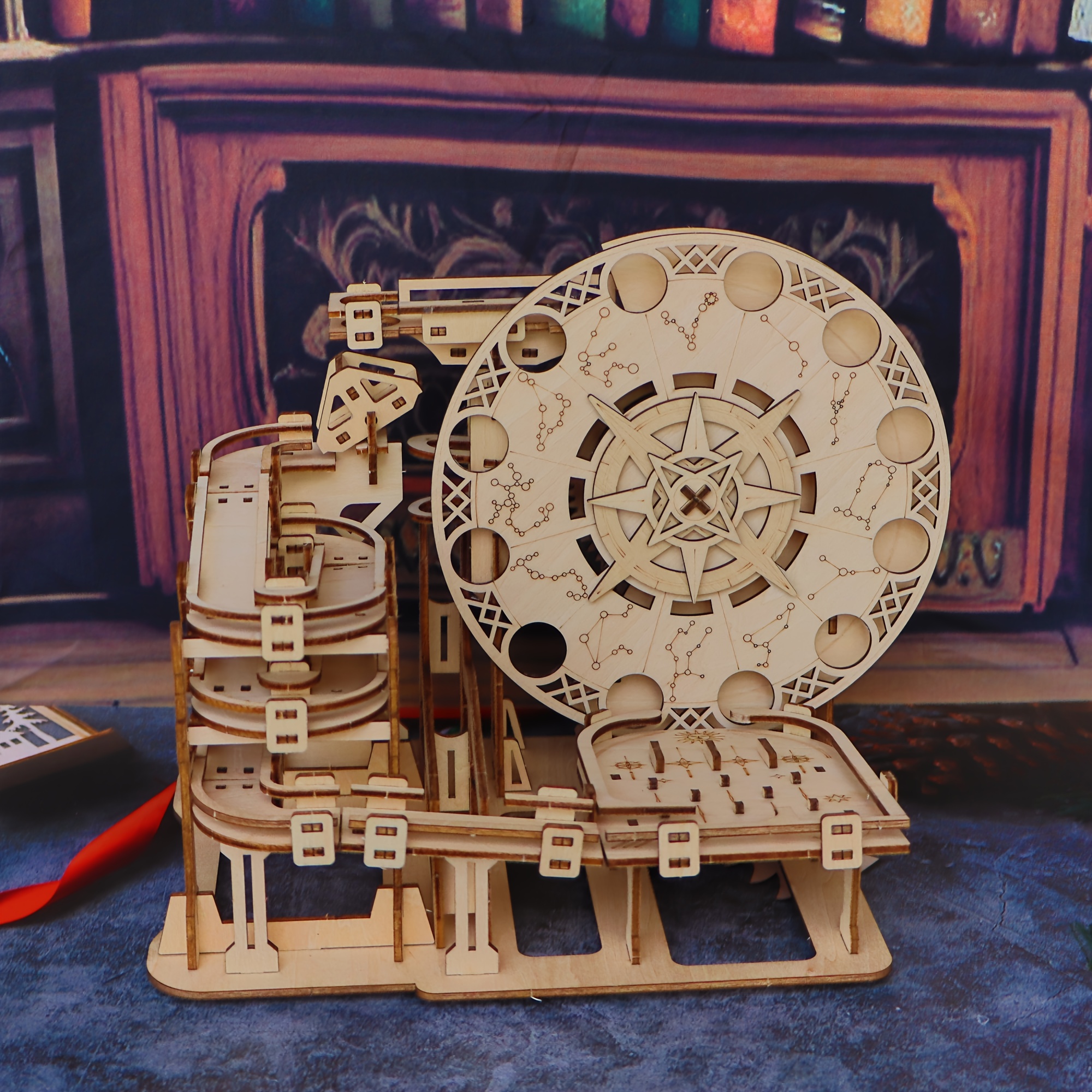 Image of Woodbot Mechanical Model - 3d Wooden Building With Gear-driven Ball , Challenging Puzzle For & S, Stem Toy Suitable For Christmas/birthday Gifts