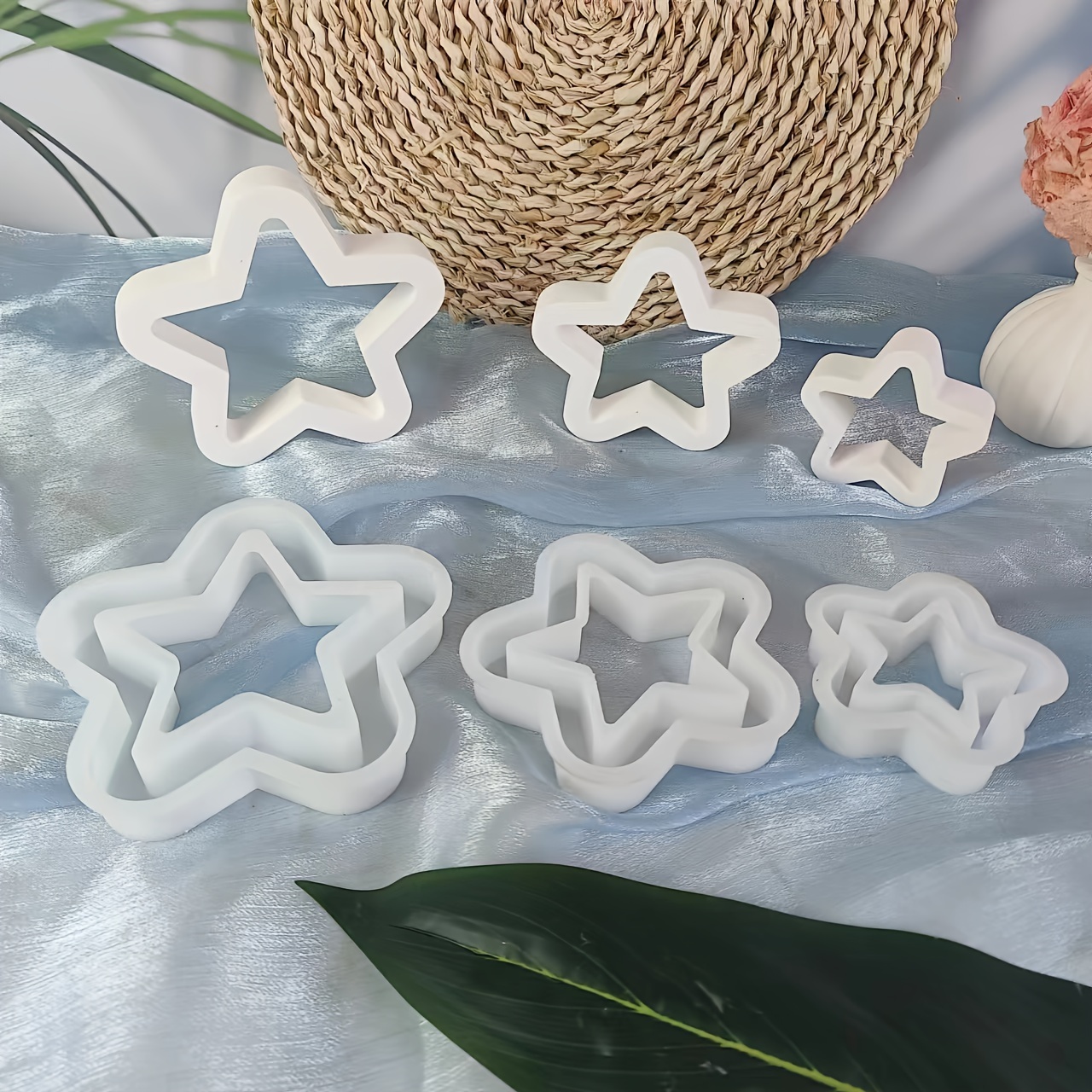 

3pcs Star Gypsum Silicone Molds Solid And Hollow Star Pendant Casting Silicone Mold For Diy Desktop Ornaments Home Decoration