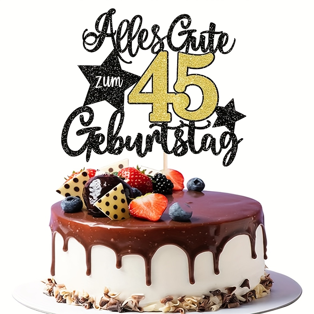 1pc 45th Birthday Cake Decoration To A Happy Birthday 45th Birthday Cake Decoration 45th Birthday Cake Decoration Women's Birthday Party Cake Decoration Supplies