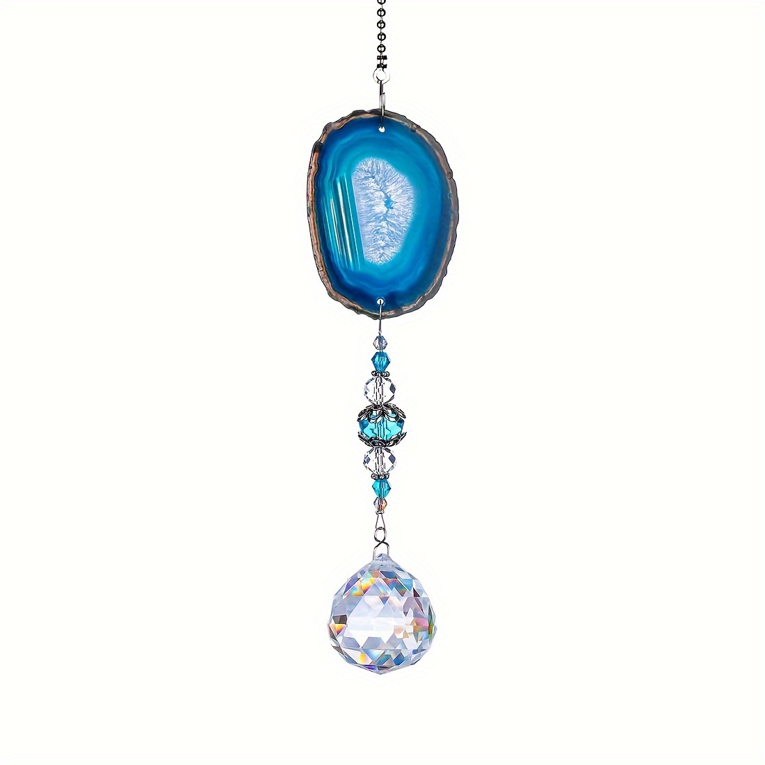 1pc, Sun Hanging Crystal Ball With Agate Wind Chime Decorative Window Home Garden