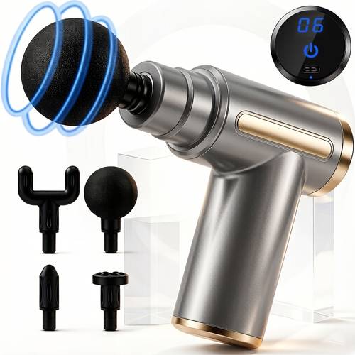cordless portable muscle massage gun with an lcd with adjustable speed designed for athletes therapists and massage needs suitable as a gift for outdoor sports