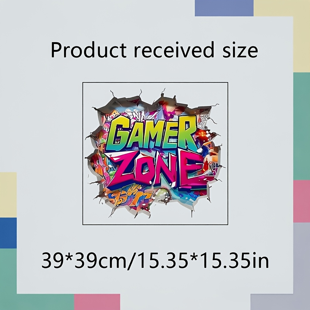 TEMU Sticker Mural pour Zone de Jeu Breakout, Taille 39 X 39Cm. Style Graffiti Street Tendance, Lettrage Multicolore Cool "", Effet Mur Craquelé