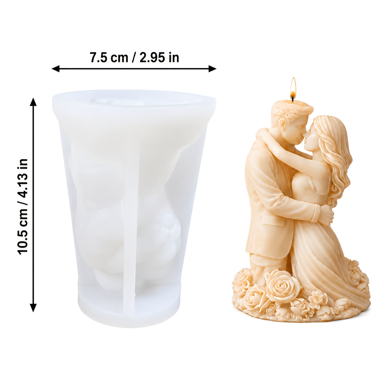 TEMU Silicone Mold For Romantic Couple Embracing (suitable For Wedding Table Centerpieces), 3d Kissing Couple Candle Mold, Tool For Resin And Plaster