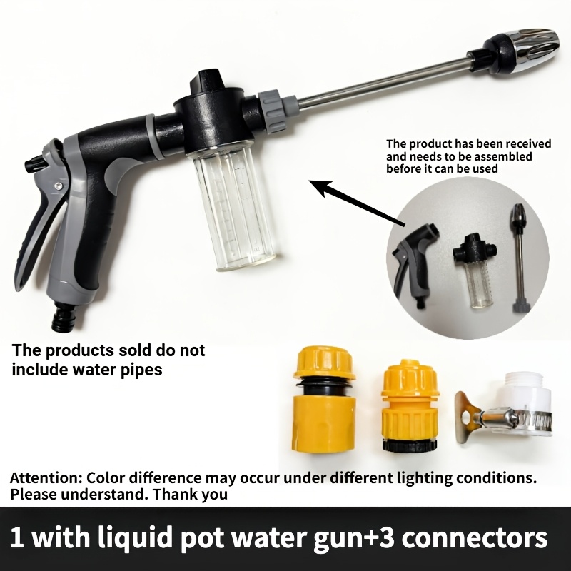 TEMU 4pcs Duty High Pressure Water Gun For Car & Rv Washing Excluding Water Pipes - Garden Hose Nozzle With Foam Spray Function, Adjustable Patterns