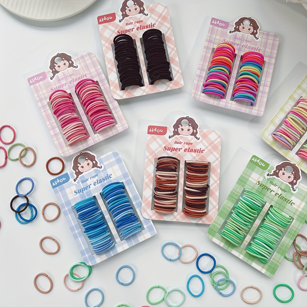 60pcs/Card Easy Basic Small Hair Tie Elastic No Damage