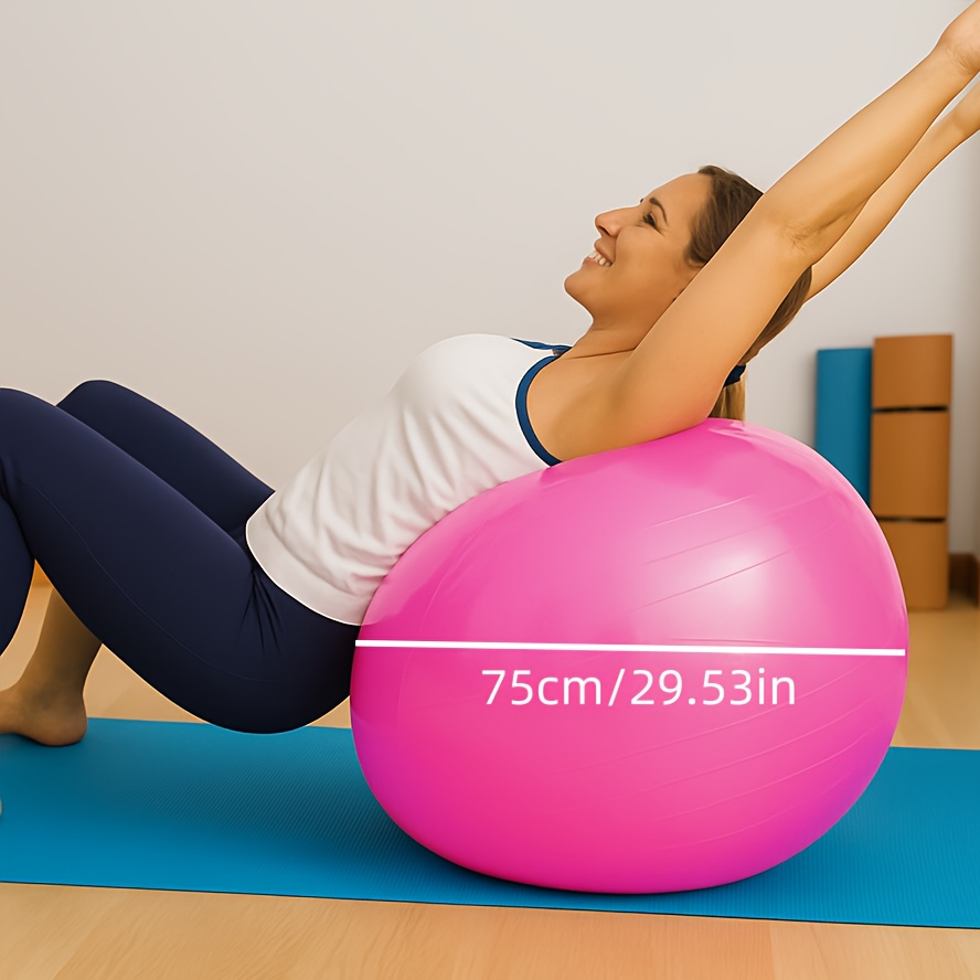 TEMU Heavy-duty Yoga Ball Exercise Stability Ball With Pump - Extra Large Fitness Ball For , Balance Training, Pilates, Home Gym - Core, Abs, Back, ,