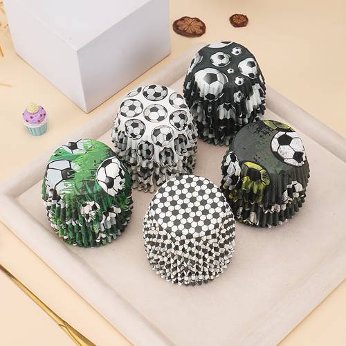 50 125 football pattern football game party theme dessert cups cake padding cake paper tray non stick paper