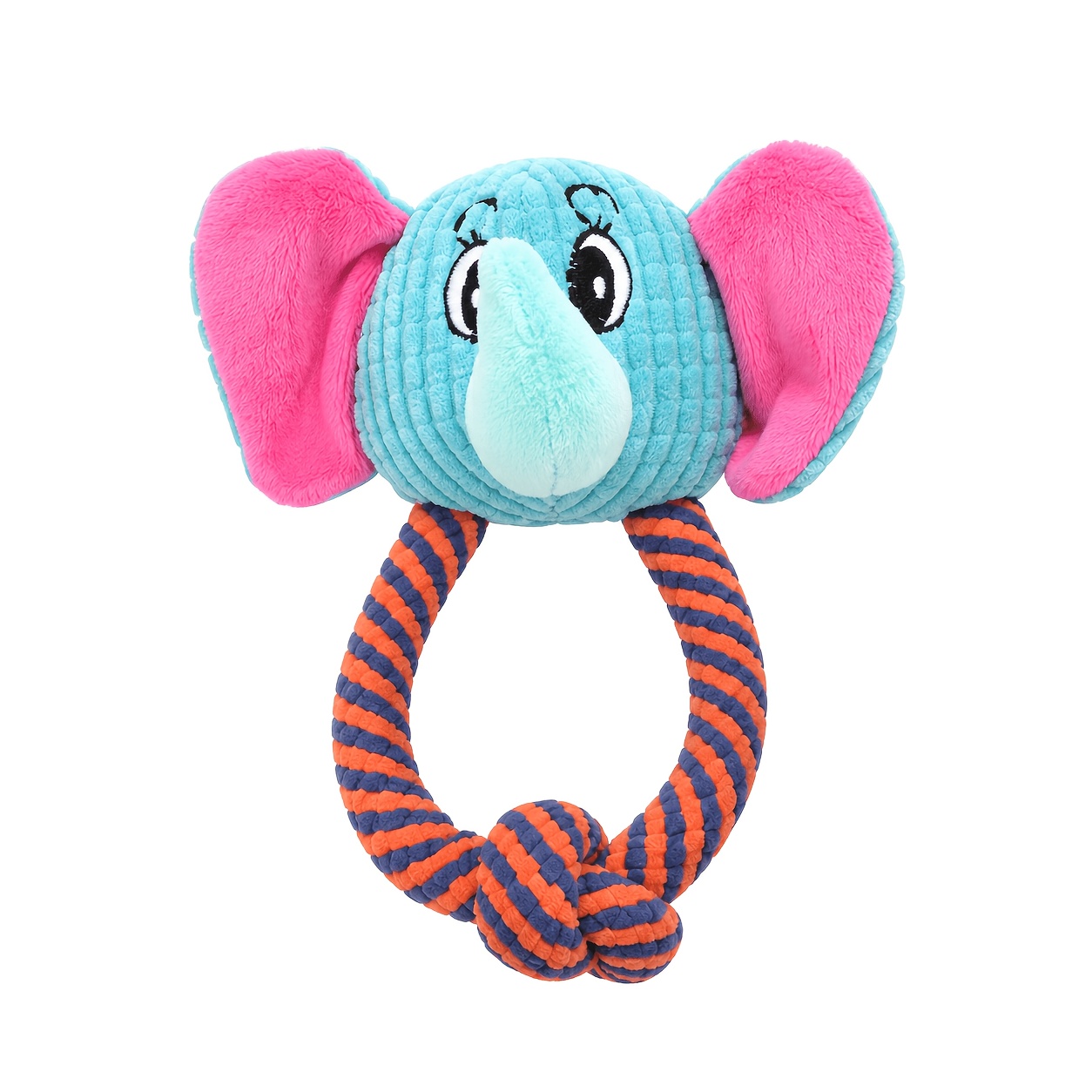 TEMU Chew-resistant Knotted Rope With Cartoon Plush Head Dog Toy For Teething, Dental Cleaning, And Interactive Play