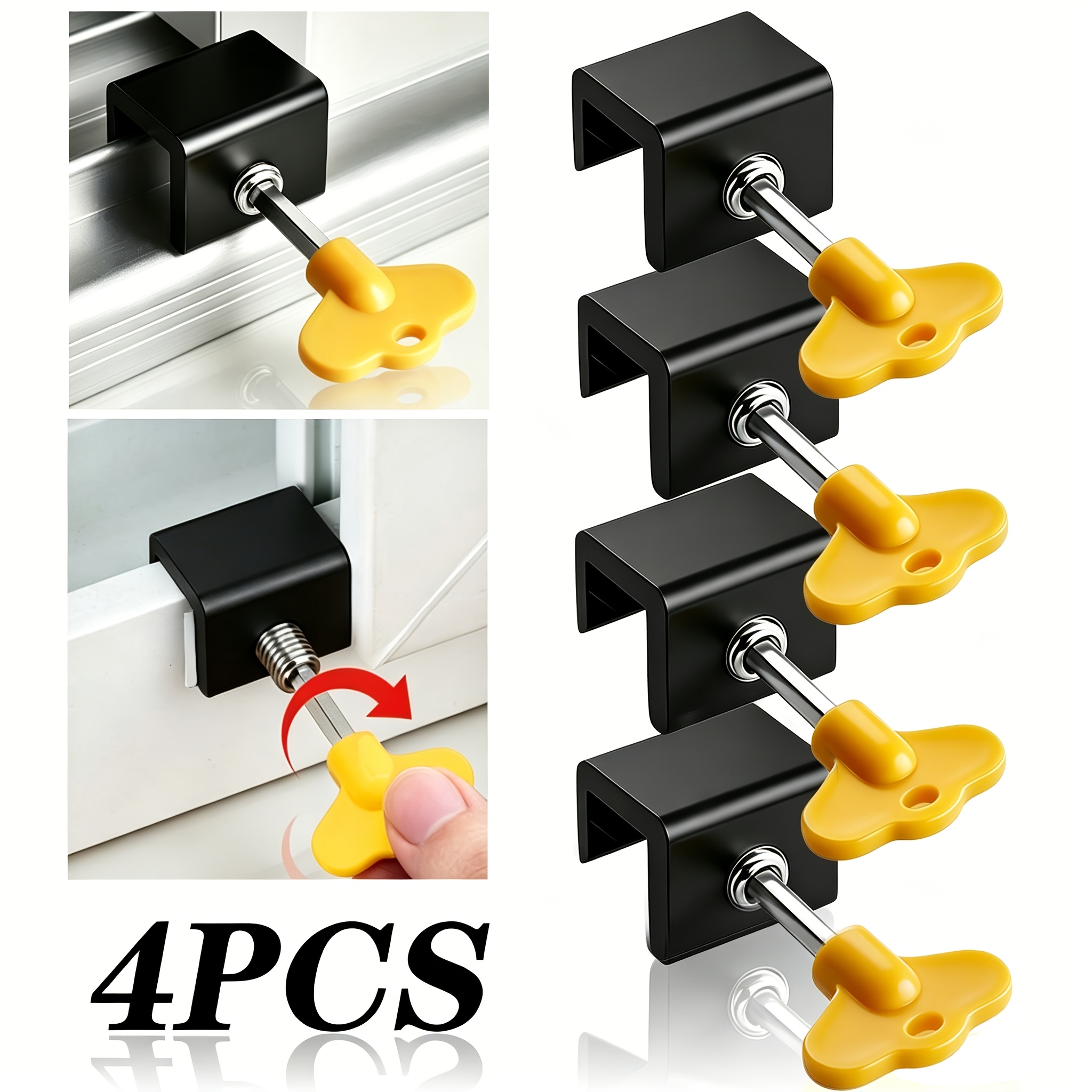 TEMU 4pcs Adjustable Window Safety Locks With Keys, Sliding Door Locks, Anti-theft Security Locks, Home Security, Theft Prevention