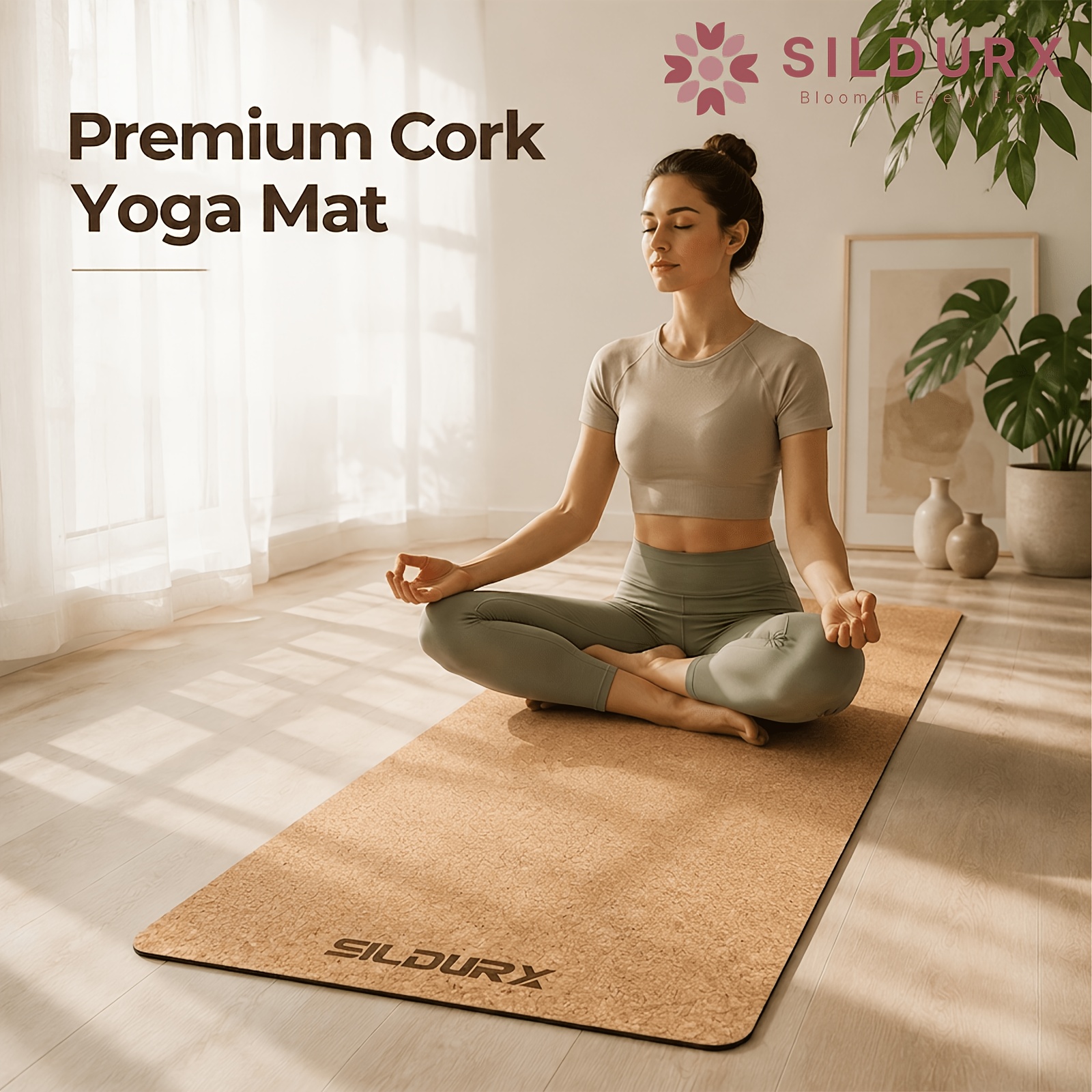 SILDURX Premium Cork Yoga Mat - Non-Slip, Perfect for Hot Yoga, Pilates & Meditation (6Mm Thick)