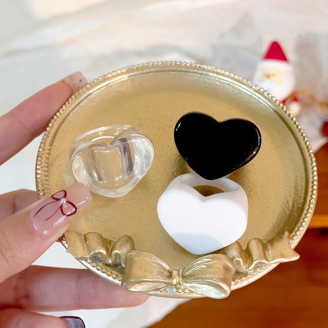 3pcs Heart Stackable Resin Rings Set, Stylish and Unique
