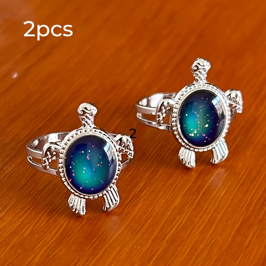 TEMU 2 piezas de anillos de termosensibles que cambian de color con la corporal. Los anillos de pequeños, , abiertos y ajustables son versátiles para