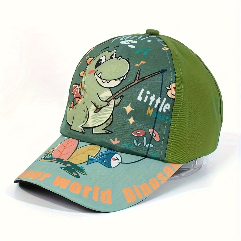 

Kids Dinosaur Cartoon Letter Graphic Baseball Cap, Adjustable Cute Breathable Outdoor Snapback Hat, For Outdoor Travel, Ideal Choice For Birthday Gift