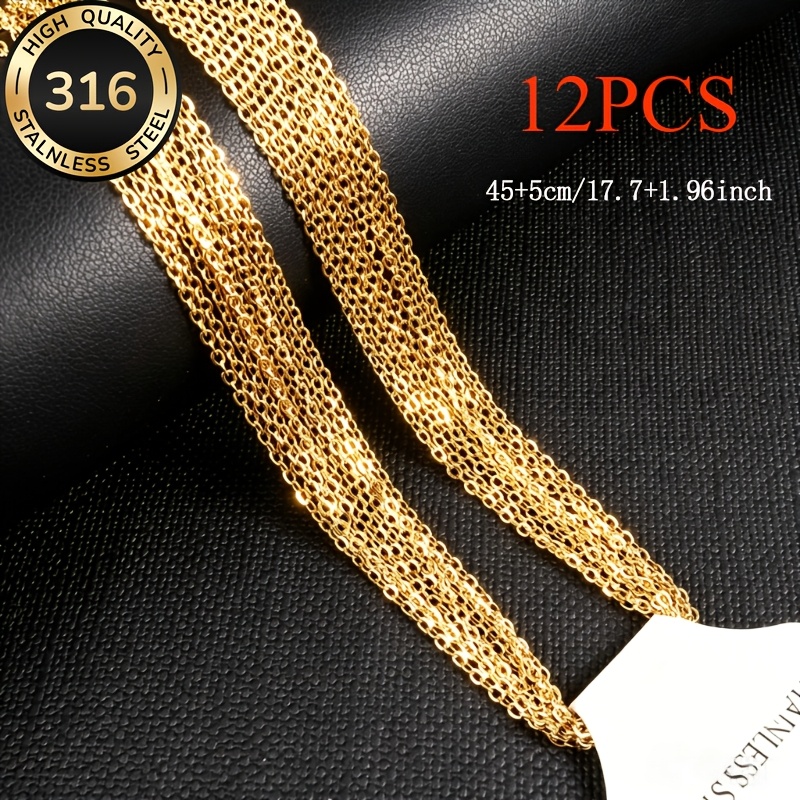 TEMU Collana a catena con maglie a O dorate da 12 pezzi, ed elegante, qualit�, accessorio minimalista, in acciaio inossidabile, unisex, per creazione