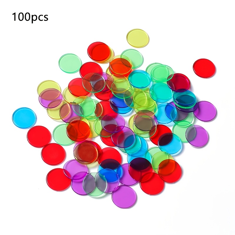 TEMU 100/200/300/500 pezzi di chip rotondi in plastica multicolore (colori casuali) 15 x 1,2 mm, segnapunti per bingo da tavolo, contatori per giochi