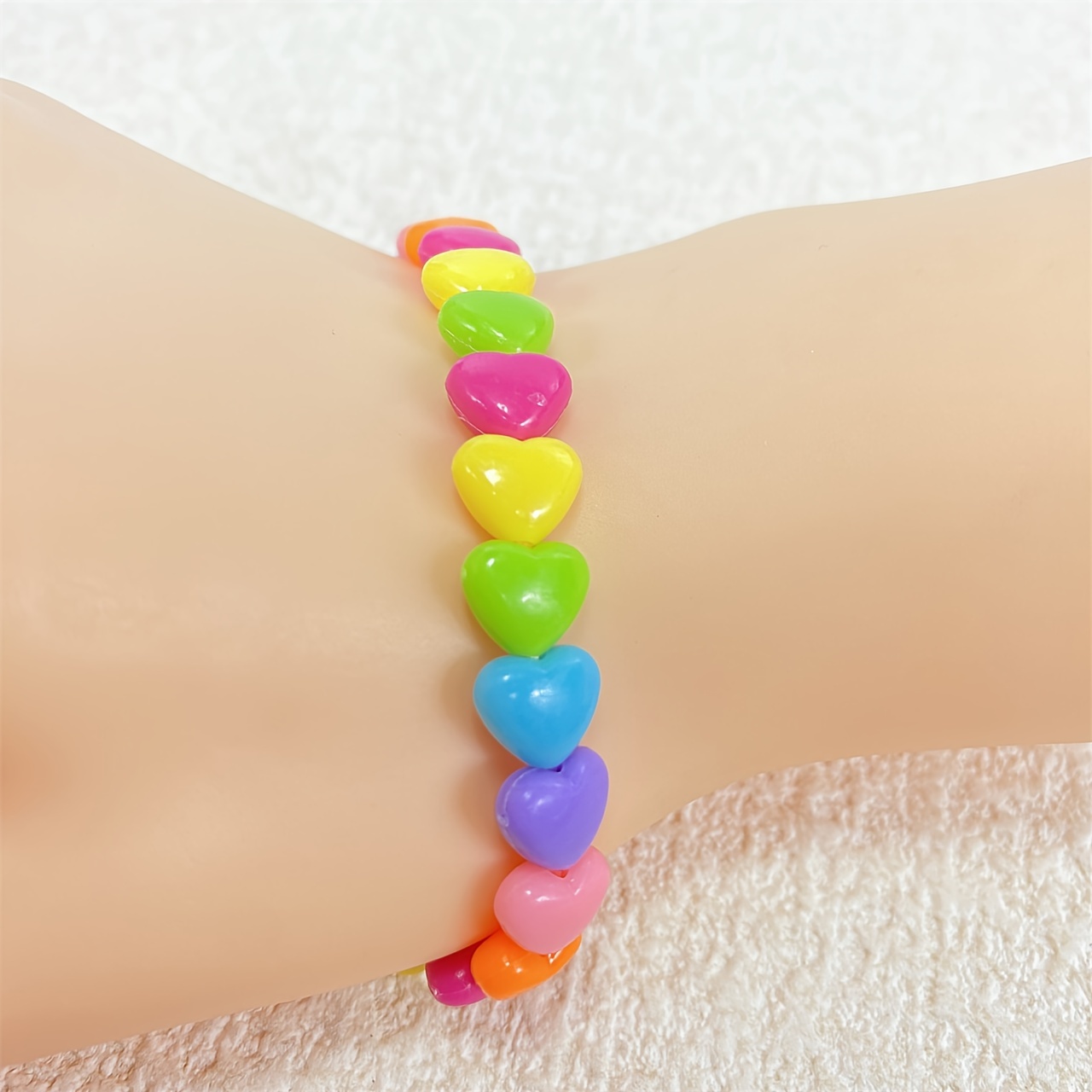 Colorful Heart Bracelet - Cute & Trendy Dopamine- For Casual Attire, Perfect Gift For