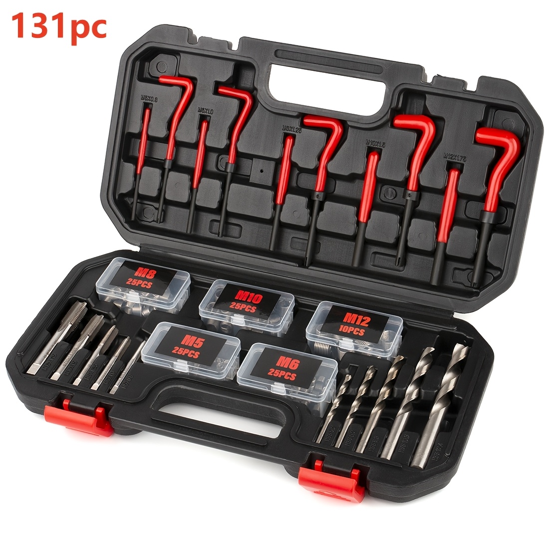131pcs Thread Repair Kit Tool With M5 M6 M8 M10 M12 Inserts Sleeves