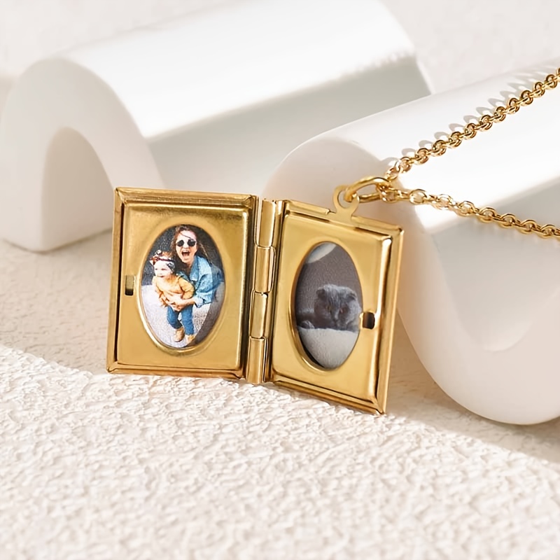 TEMU Boîte de pendentif collier personnalisée avec photo, un cadeau commémoratif pour des mères, un cadeau de pour elle