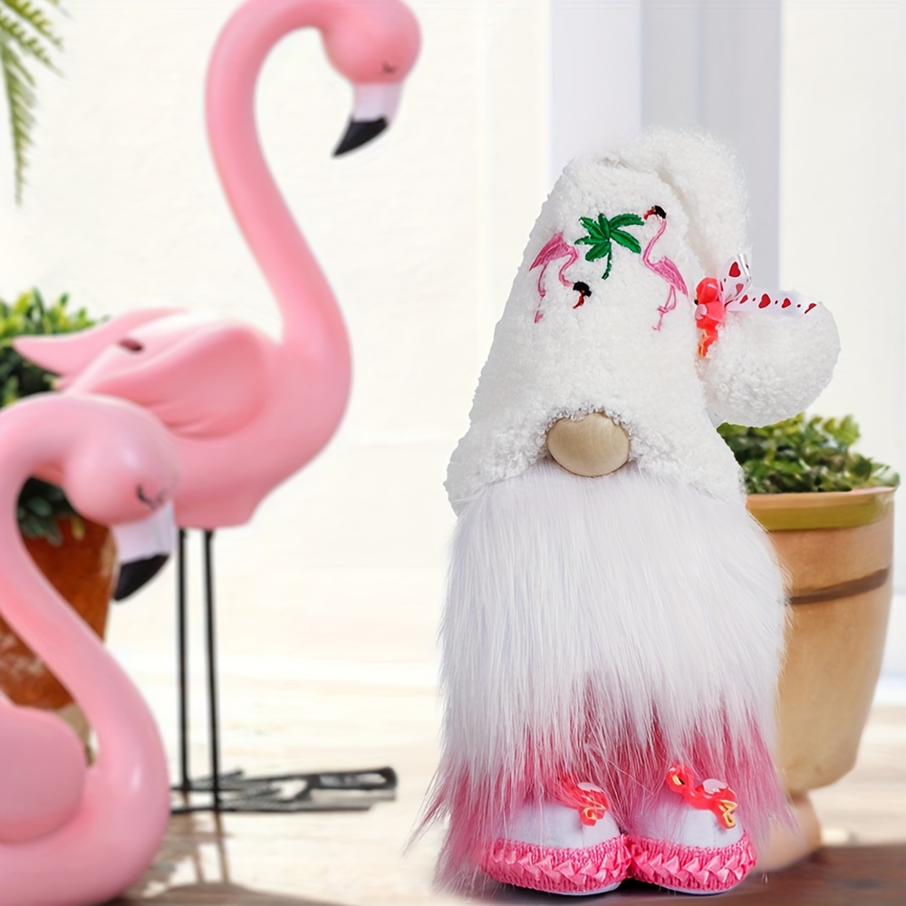 

1pc, Flamingo Rudolph Gnome Decor, No-face Christmas Standee, Festive Indoor Home & Window Display, Cute Decorative Figurine