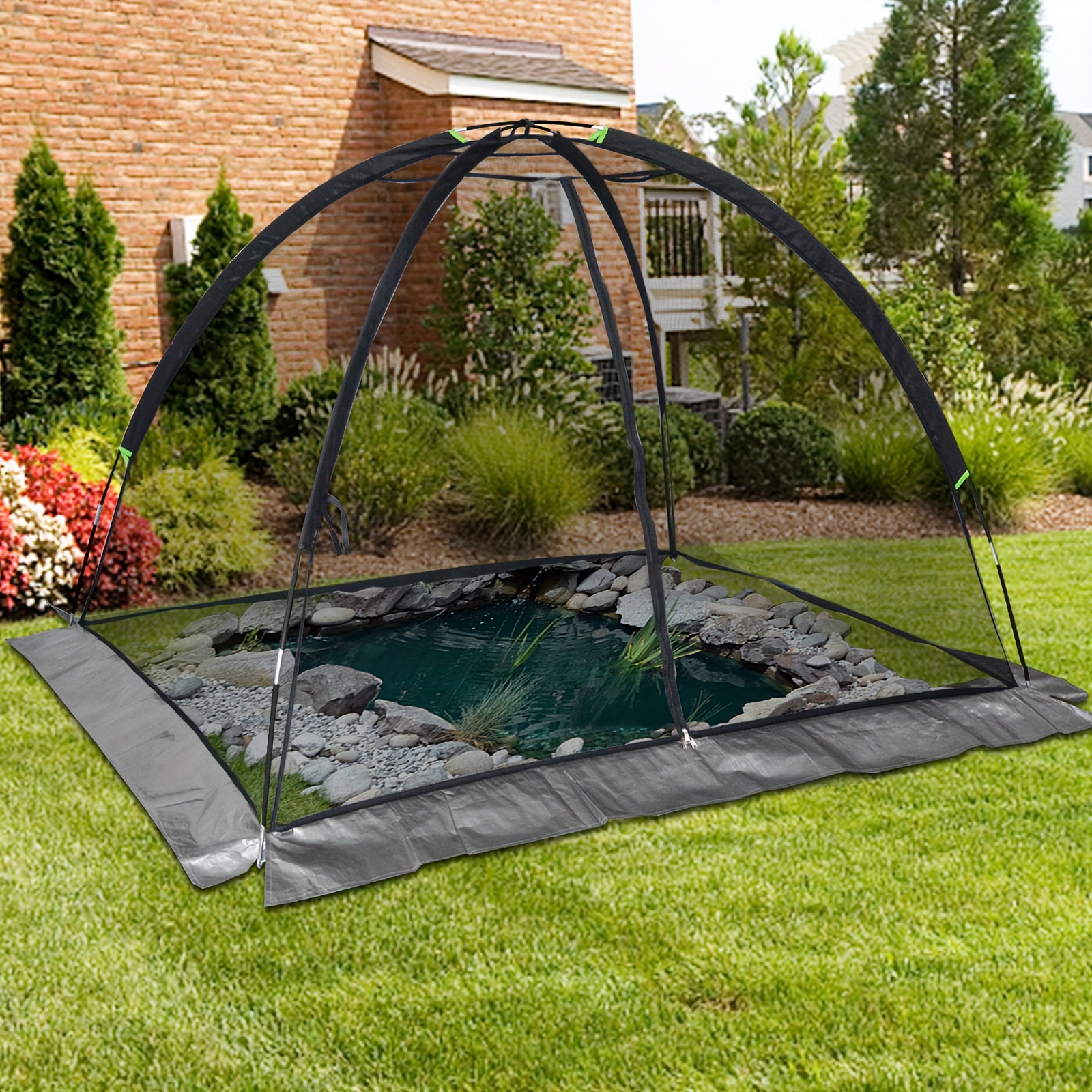 

Kapler Pond Garden Cover Dome Net 7x5ft Backyard Pond Covers For Outdoor Leaves Winter Ponds Netting With Zipper And Stakes Nylon Mesh Protective Garden Netting Covering Tent For Fish Pool