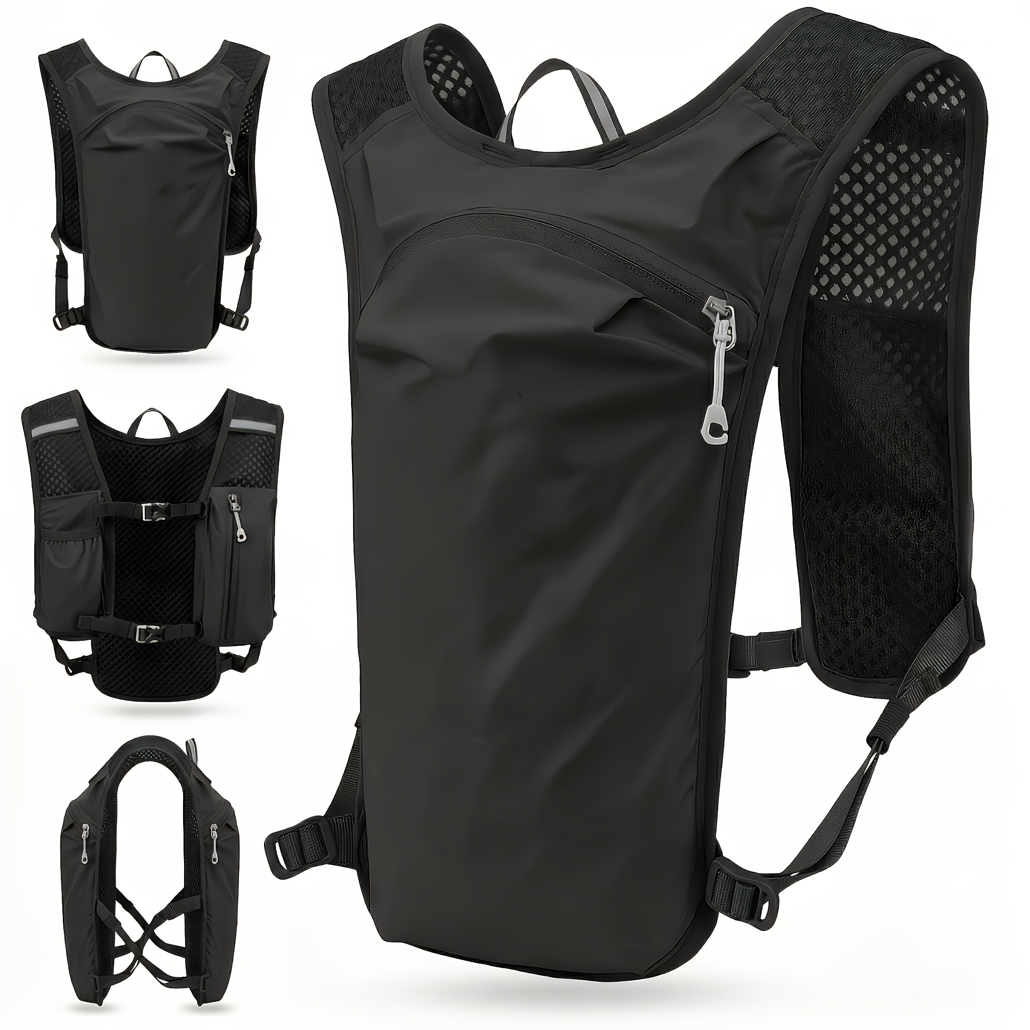 TEMU Breathable Lightweight Sports Backpack, Multi-pocket Solid Color Running Vest, Suitable For Marathon Running, Cycling, And Outdoor Activities