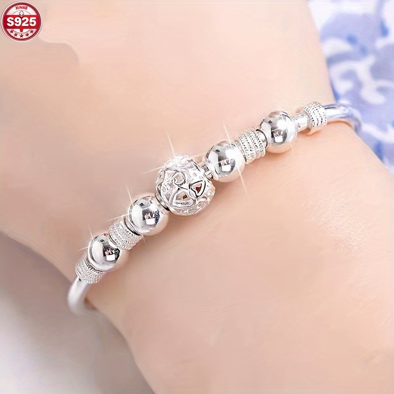 

Elegant 925 Sterling Silvery Beaded Bracelet - Women' Accessory, Parties & Gifts
