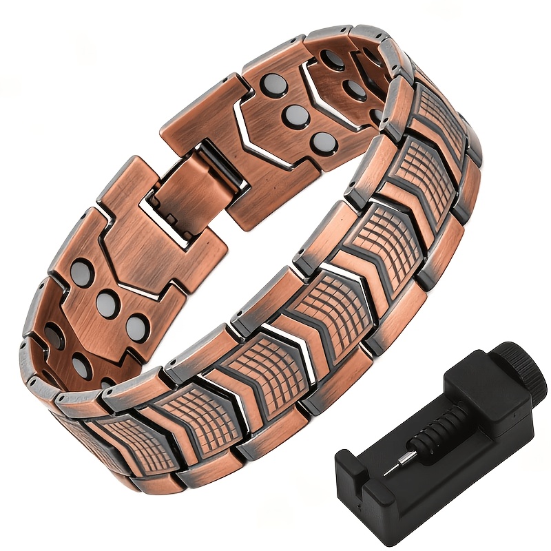 TEMU 39-magnet Men's Copper Magnetic Bracelet - With Size Adjustment Tool, 's Gift, Present For Husband And Father, Birthday Gift, Christmas Gift