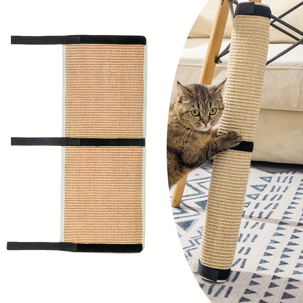 

1pc Imitation Hemp Cat Scratching Pad With Straps – Scratch Resistant Table Leg Protector And Furniture Guard – Claw Care Mat For Cats