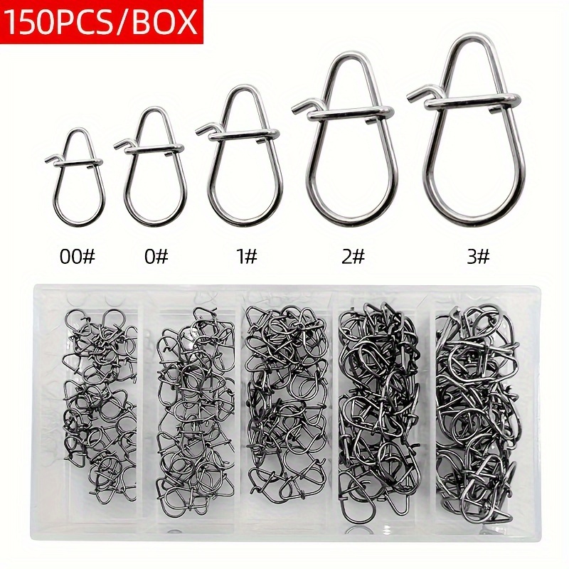 

150pcs Stainless Steel Fishing Snap Clips Set - , Quick Crank Baits & Hooks, & Corrosion-resistant