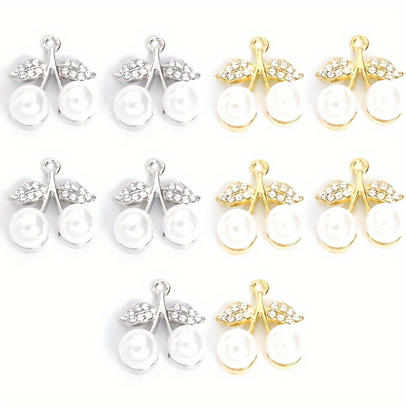 TEMU 2D - 10 piezas con diamantes de brillantes y incrustaciones de perlas de , dijes de que realzan universalmente para , collar, aretes, colgantes