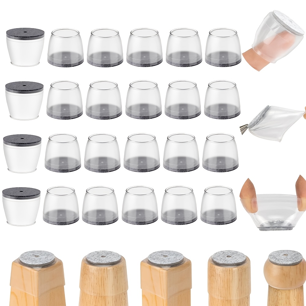 24 pack solid wood floor chair leg protectors silicone non slip pads for furniture legs anti slip and noise reducing suitable for wood and tile floors round frosted surface