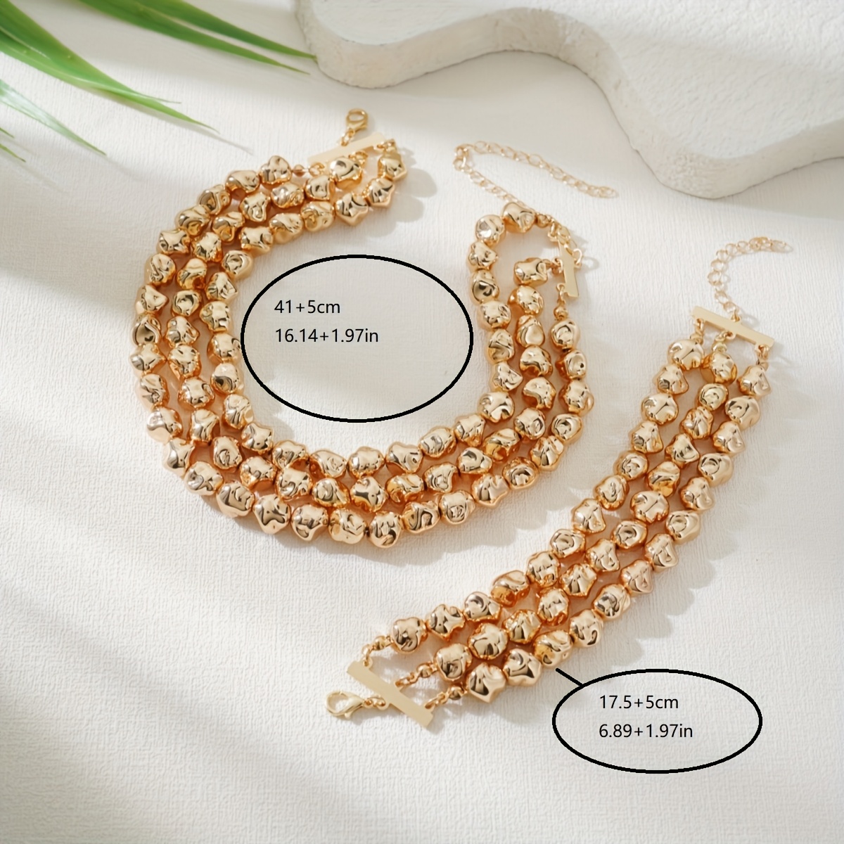 Multilayered Beaded Necklace and Bracelet Set for Women