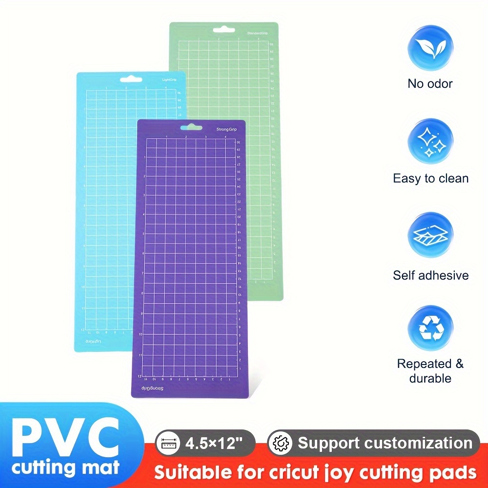 

3pcs Light/standard/strong Grip 4.5x12 Inch Green Purple Blue Sticky Adhesive Cutting Mat For Cricut Joy